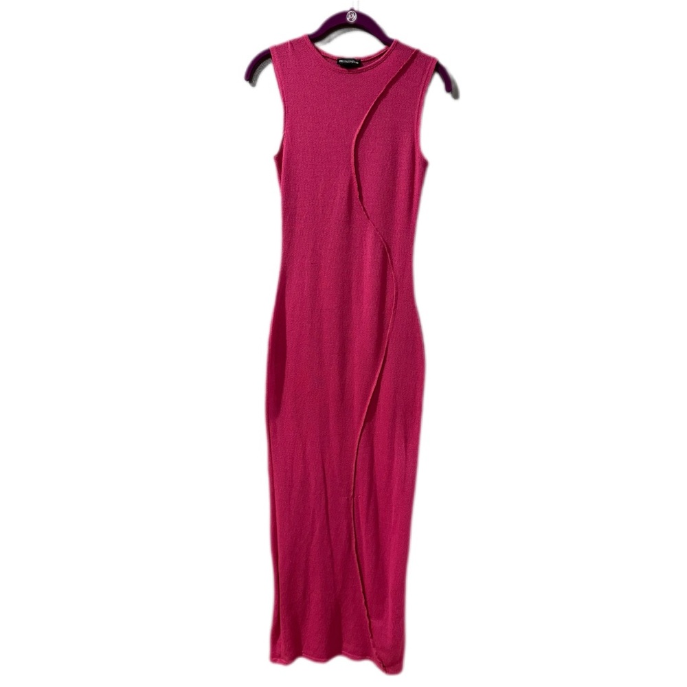 PrettyLittleThing Vibrant Pink Knit Sleeveless Maxi Dress